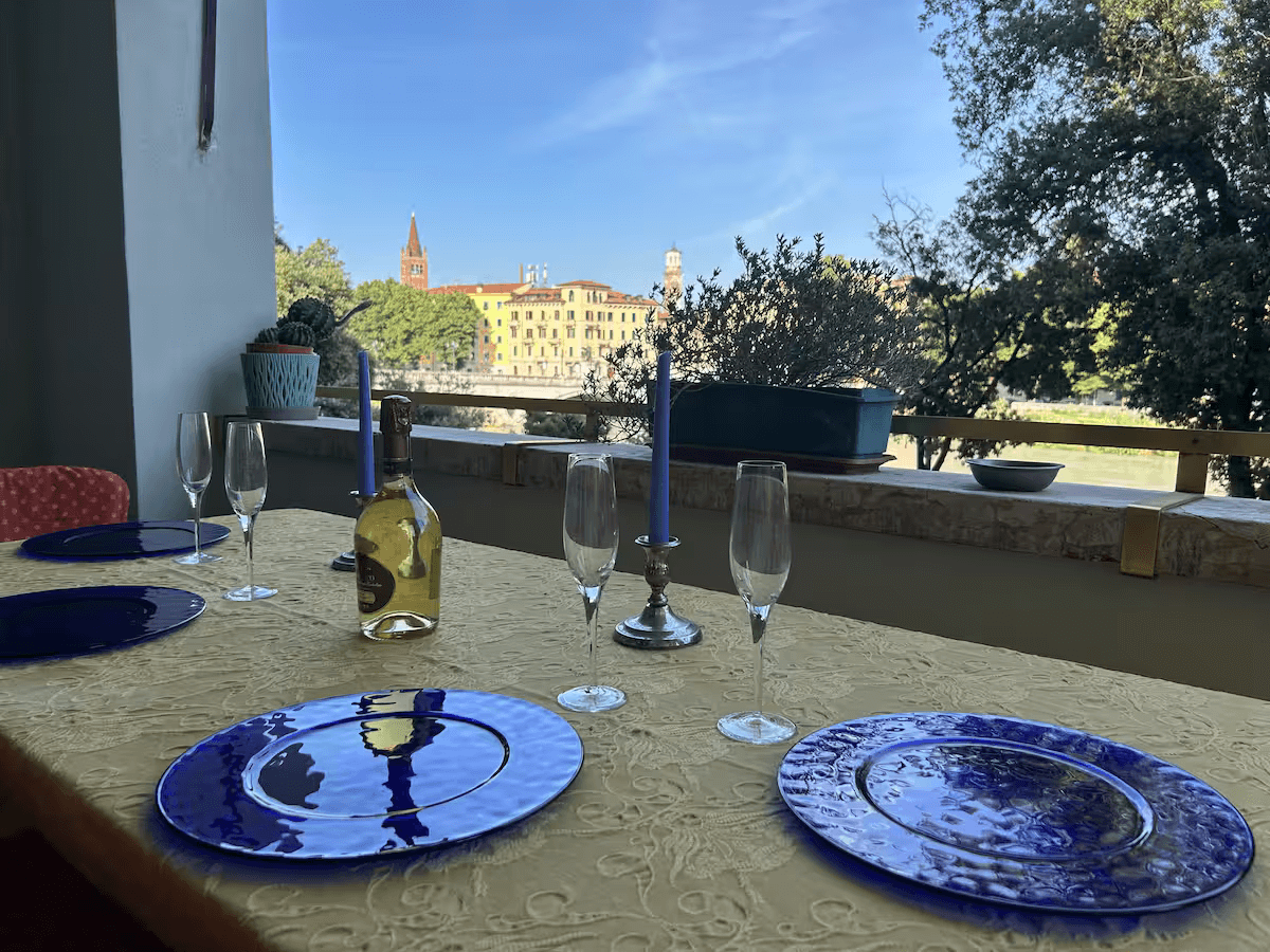 Panoramic view of Verona and the Adige river at golden hour